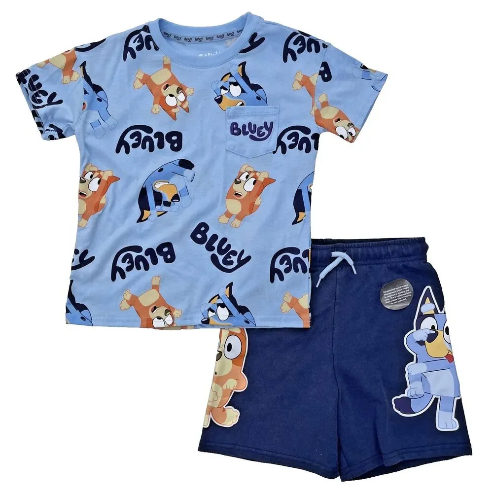 Bluey Bingo Two Piece Set Short Sleeve Shirt and Shorts Clear Sky Size 5T NWT